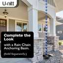 U-nitt Rain Chain Water Collection for Gutters Rainwater Catcher & Diverter, 8.5 FT Chains for Outside Garden, Blue Square Cups, Roof Downspout, Works with Heavy Rain, w/Gutter Clip for Rainchains