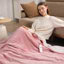 Heating Blanket Heated Throw Blanket 50''X60'' - Electric Throw Pink Ultra Warm Fluffy Electric Blanket for Recliner with 5 Heating Setting & 4 Hour Auto Off, ETL Certified & Overheat Protection