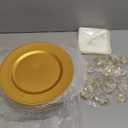 Tioncy 72 Pcs Chargers for Dinner Plates 13 Inch Round Plastic Reef Plate Chargers with Napkin Rings and Satin Napkin for Dinner Wedding Party Decoration(Gold,Classic)