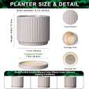 8 Inch Plant Pots, Ceramic Flower Pot, Round Planter with Tray, Grey