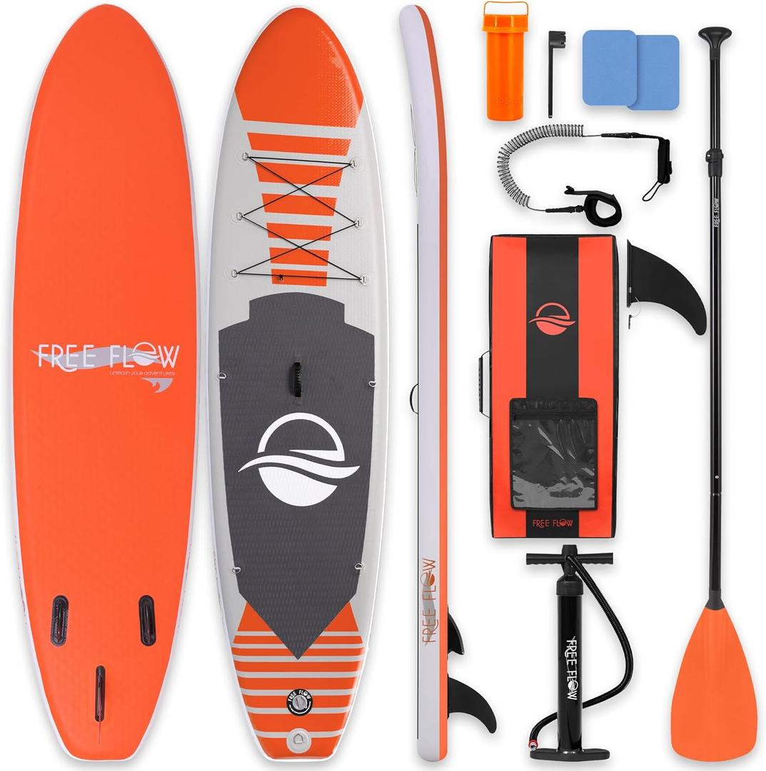 SereneLife 10’6” Inflatable Stand Up Paddle Board with Premium SUP Accessories - 32” Wide Stable Design with Non-Slip EVA Deck Pad, for Youth and Adults, 350 lbs. Capacity
