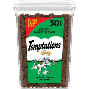Temptations Cat Treats, Classic Crunchy and Soft Cat Treats, Seafood Medley Flavor, 30 oz. Tub (EXP 01/12/27)