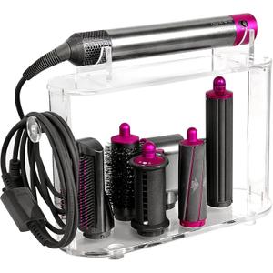 2025 New Storage Holder for Dyson Airwrap Hair Tool Organizer Accessories, Clear Acrylic Hair Dryer Rack 6 Holes Countertop Desktop Styler Stand Bathroom Organizer with Cord Hanger