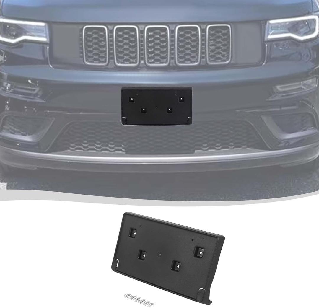 Voodonala for Jeep Grand Cherokee 2017-2023 Front Plate License Bracket Front License Hanging Kits Compatible with Grand Cherokee 2017-2023 (Front Type 1 Textured Black)