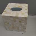 5.9 Mother of Pearl Tissue Box Cover for Kleenex and More Handcrafted Square Tissue Holder with Sliding Bottom Decorative Napkin Dispenser for Bathroom, Bedroom, Kitchen, Office