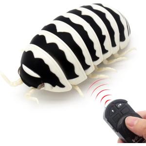 Tipmant RC Bug Remote Control Worm Realistic Pillbug Electronic Animal Prank Toy Insect Car Vehicle Kids Birthday Gifts (Black & White)