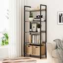 NUMENN Bookshelf, 5 Tier Bookshelves, Home Office Bookcase Shelf Storage Organizer, Free Standing Storage Shelving Unit for Bedroom, Living Room and Home Office, Grey