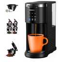 SHARDOR 3 in 1 Single Serve Coffee Maker for K Cup & Ground Coffee & Teas, Pod Coffee machine, 6–14oz Brew Sizes, 40oz Detachable Water Reservoir, Descale Settings, Black