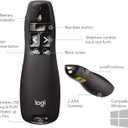 Logitech Wireless Presenter R400, USB-A PowerPoint Clicker with Laser Pointer, Wireless Presentation Clicker Remote