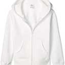 Amazon Essentials Girls and Toddlers' Fleece Zip-Up Hoodie Sweatshirt 
White XS (4-5)