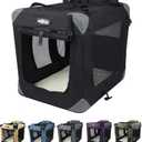 EliteField 3-Door Folding Soft Dog Crate with Carrying Bag and Fleece Bed, Indoor & Outdoor Pet Home (42" L x 28" W x 32" H, Black)