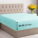 Extra Deep Queen Fitted Sheet - Hotel Luxury Single Fitted Sheet Only - Easily Fits 18 inch to 24 inch Mattress - Ultra Soft, Wrinkle & Fade Free w/Extra Deep Pockets - Breathable & Comfy - Spa Blue