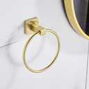 BigBig Home Gold Toilet Paper Holder Towel Ring, Brushed Gold Hand Towel Holder Bathroom Hardware Accessories Wall Mount Double Post Toilet Tissue Roll Holder Square 2 Pieces Set