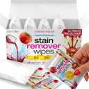 Stain Remover Wipes - 50 PCS Individually Wrapped  Instant Stain Remover for Clothes, Fabric & Jackets  Portable No-Rinse Cleaner for Travel, Purse & Diaper Bag  Removes Grease, Food & More