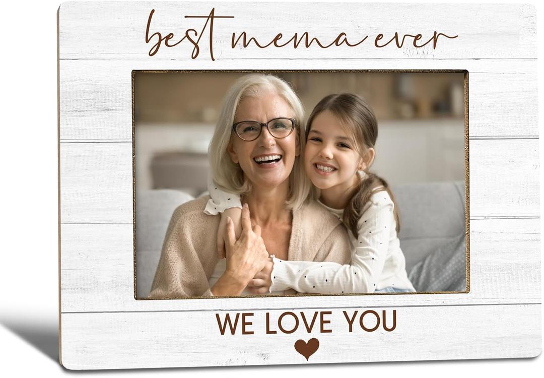 Mema Grandma Picture Frame, Mother's Day Birthday Gifts for Grandma From Grandkids, Best Mema Ever Photo Frame 4X6, Grandmother Gifts Wooden Photo Picture Frames for Desk Tabletop Decor