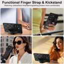 OOK Compatible with Samsung Galaxy S25 Ultra Silicone Phone Case with Strap, Trendy Checkerboard Pattern for Women Girls, Adjustable Finger Strap Kickstand Slim Protective Cover, Black Checkered