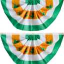 Motiloo 2Pcs Irish Pleated Fan Flag,3x1.5 Foot St.Patrick Day Flag Pleated Fan Flag Patriotic Flag Bunting Half Fan Banner Hat Decoration