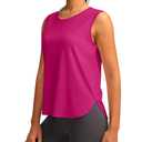YYV Women's Workout Tank Tops Lightweight Sleeveless Workout Tops Loose Fit Yoga Athletic Running Shirts(Rose Red Small) (Pink, S)