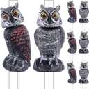 8 Pack Owl Decoys to Scare Birds Away, Fake Owls Scarecrow Yard Lawn Sign with Stakes Pest Repellent Bird Deterrents Waterproof Plastic Owls Decorations for Gardens Patio Outdoor(2 Pattern)