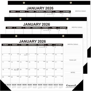 GuassLee Desk Calendar 2026, 3 Packs, 18 Months Calendar 17"  11.5" Desk Calendar from Jan. 2026 to Jun. 2027 with Julian Date, To-do List, Notes, Monthly Goals, for Home School Office