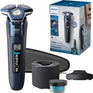 Philips Norelco Shaver 7800, Rechargeable Wet & Dry Electric Shaver with SenseIQ Technology, Quick Clean Pod, Charging Stand, Travel Case and Pop-up Trimmer, S7885/85 (Navy/Black)