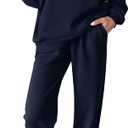 KIRUNDO Sweatsuits Women 2 Piece Outfit Matching Workout Lounge Sets Spring Fall Clothing Tracksuit Airport Travel Outfits (Small, Navy)