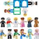 Large Magnetic People Figures for Kids, 3 Inches Magnetic Play People Compatible with Lego, 12 Pieces Magnet Toys for Kids Ages 3 4 5 6+, STEM Learning Toys Magnet Tiles Expansion