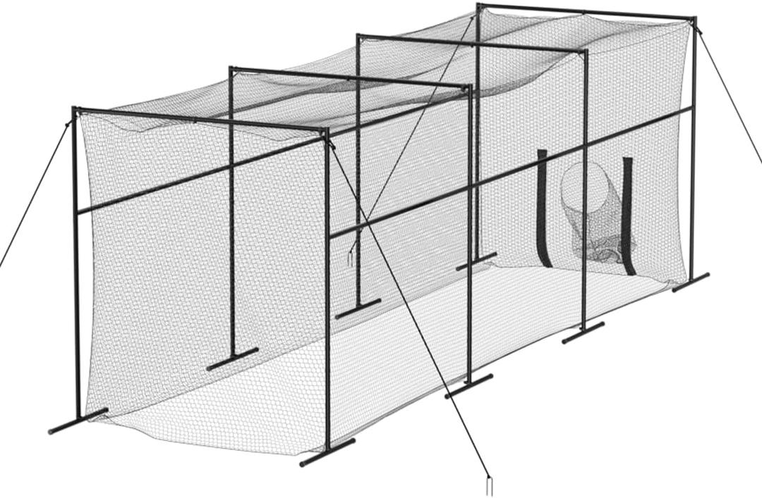 MR 40FT Batting Cage, Baseball Softball Hitting Cage Net and Frame, Heavy Duty Baseball Softball Training Equipment, Framed Batting Cage Complete Package for Hitting and Pitching Practice, Black