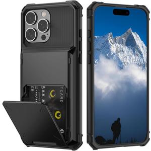 Nvollnoe Compatible with iPhone 16 Pro Max Case with Card Holder[Store 5 Cards] Heavy Duty Dual Layer Shockproof Wallet Case with Hidden Card Slot Large Storage Cover for Men&Women 6.9 inch(Black)