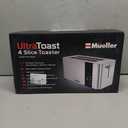 Mueller UltraToast Full Stainless Steel Toaster 4 Slice, Long Extra-Wide Slots for Bagels and Waffles, 6 Browning Levels, LED Display, Cancel/Defrost/Reheat Functions & Removable Tray, Kitchen Gadgets
