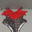 SUUKSESS Women Slimming Ruffle One Piece Swimsuits Ruched Tummy Control Bathing Suits (XX-Large, #1 Red Leopard)