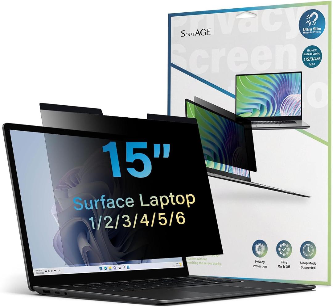 SenseAGE Magnetic Privacy Screen Protector for Surface Laptop 15 inch (6/5/4/3/2/1), Removable Anti-Glare Blue Light Filter, Compatible with Surface Laptop 15"