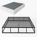 SHLAND Box Springs King Size 9 Inch High Profile Box Spring Strong Metal Frame Mattress Foundation with Fabric Cover, Easy Assembly