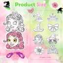 3 x Motipuns 32 Pcs Paper Witch and Princess Coloring Craft Kit with Ribbons Ornaments DIY Witch Hat Crowns Cutouts Color Your Own Crafts for Painting Party Home Art Project