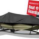 Bass Boat Cover 16-18.5 ft, 800D Canvas Heavy Duty Waterproof Boat Cover 16 17 18 Foot16' 17' 18.5' with Motor Cover, Fits V-Hull,Fishing,Runabout Bowrider Boat (black)