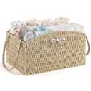 HBlife Large Diaper Caddy Organizer, Washable Waterproof, Portable Plastic Wicker Woven Basket with Divider, Nursery Diaper Station, Baby Shower Gifts Basket & Car Organizer