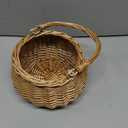 Weysat 2 Pcs Small Flower Girl Basket with Handle Wicker Rattan Flower Basket Set, Rustic, Hand Woven for Wedding Girl Home Decorations Picnic Garden Candy Sweets Gifts Storage, Multifunctional