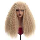 Curly Wig with Bangs Blonde Curly Wig for Women Synthetic Curly Wigs Skin-friendly Synthetic Fibersc for Daily Festival Holiday Use Long Curly Wig 26 Inch, Blonde