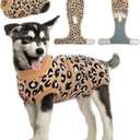 Kuoser Dog Recovery Suit for Dogs After Surgery,Professional Surgical Onesie for Female Male Dogs Spay Neuter,Soft Dog Surgery Suit Bodysuit for Abdominal Wounds Skin Disease,Coffee Leopard XS (X-Small (Back: 8.3" - 11.4"; Weight: 4 - 7LB))
