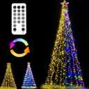 Fairyrain Outdoor Lighting Christmas Tree Lights 12Ft Cone Tall Star Topped Artificial Christmas Trees Arbol de Navidad Outside Decor for Xmas New Year Holiday WarmWhite/Multicolor