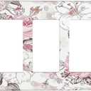 Light Switch Covers Modern Watercolor Flower Pink White Wildflower 3 Gang Rocker Electrical GFCI Decorative Triple Outlet Wall Plate Cover Switchplate for Bedroom Home Decor (Triple Rocker / 4.9 X 6.38 IN)
