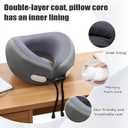 Memory Foam Travel Neck Pillow - 100% Pure Support for Airplane, Office & Car, Portable with Travel Bag, Washable Dark Grey Cover