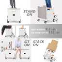 Foldable Utility Cart with Stair Climbing Wheels,Collapsible Rolling Crate with Magnetic Lid Telescopic Cover,Telescoping Handle,360 Rotate Wheel Hand Cart for Teacher Shopping Moving(Milky White)