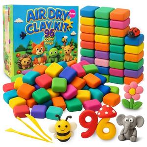 Air Dry Clay Kit 96 Colors for Kids, Lightweight and Non-Sticky Modeling Clay with Sculpting Tools and Storage Bags, DIY Arts and Crafts Gift for Boys and Girls Ages 3+
