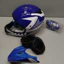 Youth Dirt Bike Helmet DOT Certified - Full Face Motorcycle Helmet for Off-Road, ATV, Street Riding, Includes Adjustable Goggles & Protective Gloves BLUE, Large