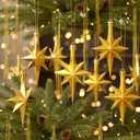 Soulchen 10024 Pcs Gold Bethlehem Star Ornament Christmas Tree Decorations Set Includes 24 Pcs 3.14 Inch Plastic Star of Bethlehem Nativity Ornament 10000 Strands Tinsel Icicles for Xmas Home Decor