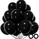 110pcs Black Balloon 12 inch, Black Latex Balloons for Birthday Party Baby Shower Wedding(with 2 Ribbons)