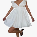 Zebaexf Womens Spring Summer V Neck Knot Back Causal Strap Short Flowy Swing Mini Dress M