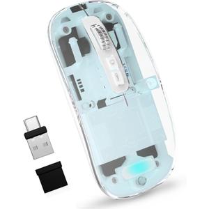 Bluetooth Wireless Mouse,4 Modes Mouse(BT5.2 & BT3.0 + USB-A & USB Type-C Mouse for Mac/MacBook Pro/MacBook pro/MacBook Air/PC/Mac/Laptop/Apple/ipad/Computer (Blue)