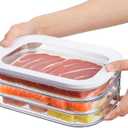 Deli Meat Container for Fridge,Bacon Lunch Meat Container for Refrigerator,refrigerator organizers and storage,Stackable Food Storage Boxes with Lid for Cold Cuts,BPA Free,3PCS